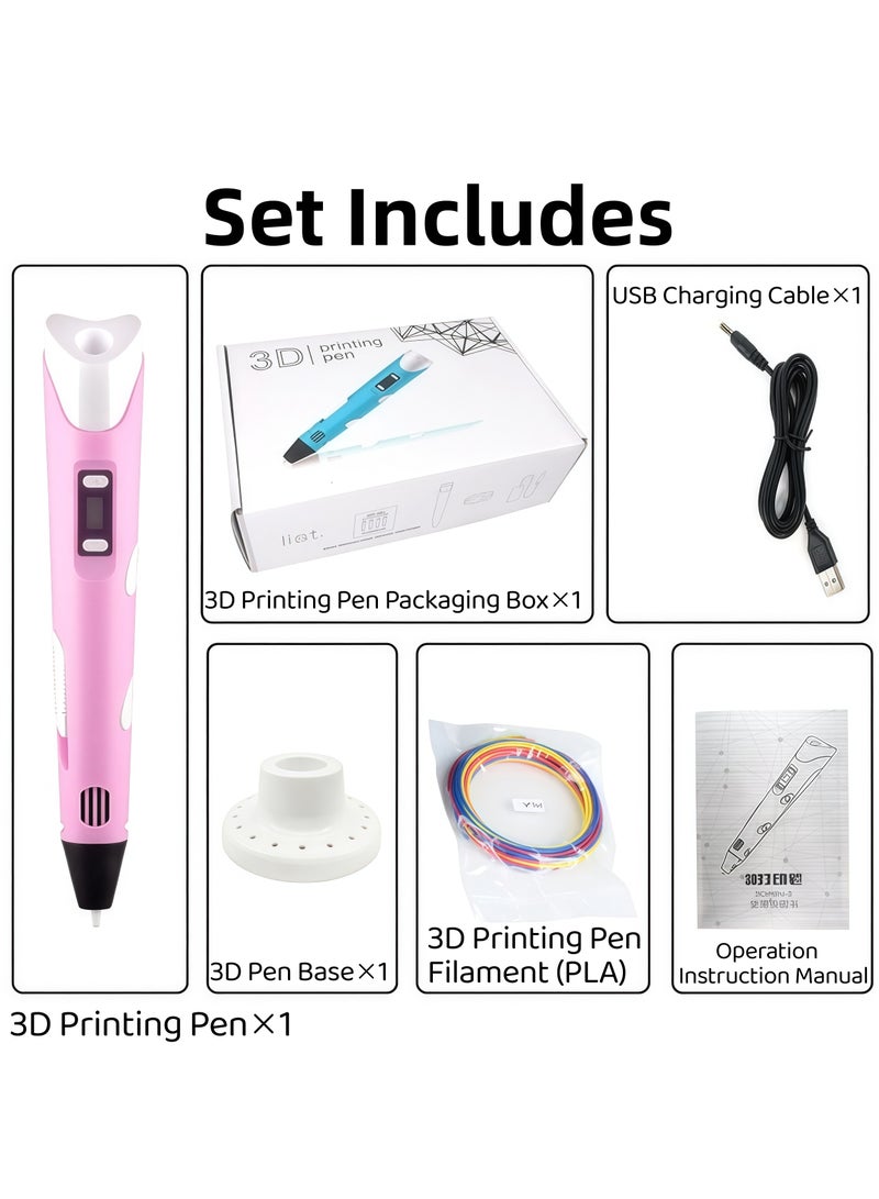 XiuWoo 3D Printing Pen for Kids, 3D Pen with Display, Painting Graffiti, Kids DIY Gift, Doodle Arts Craft Drawing, Compatible with PLA and ABS Filament, Adjustable Temperature and Speed, for Graffiti, Drawing, Model Making(Pink) - Image 2